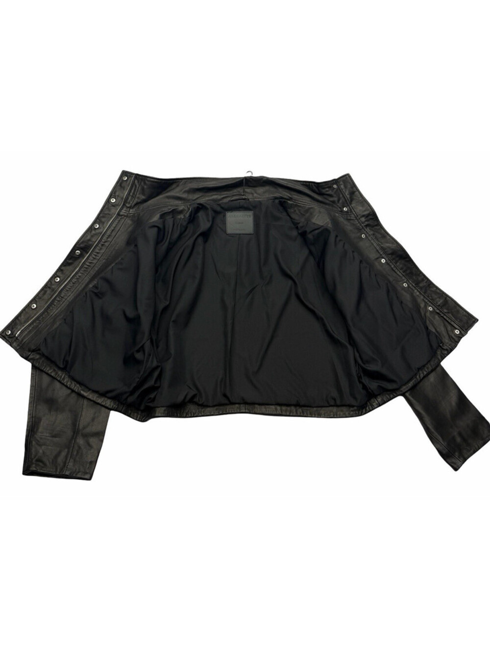 AllSaints Ryder Leather Funnel Neck Jacket Black Size L - Picture 5 of 9